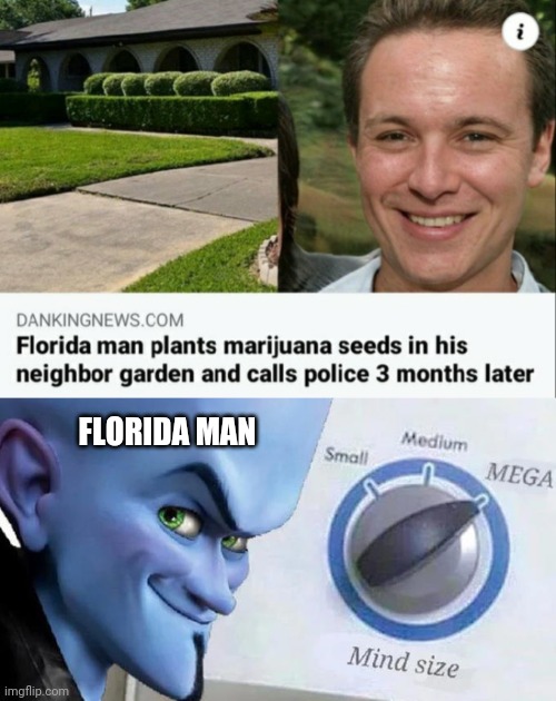FLORIDA MAN | image tagged in mega mind size,memes,funny memes,florida man,here is a little lesson in trickery | made w/ Imgflip meme maker