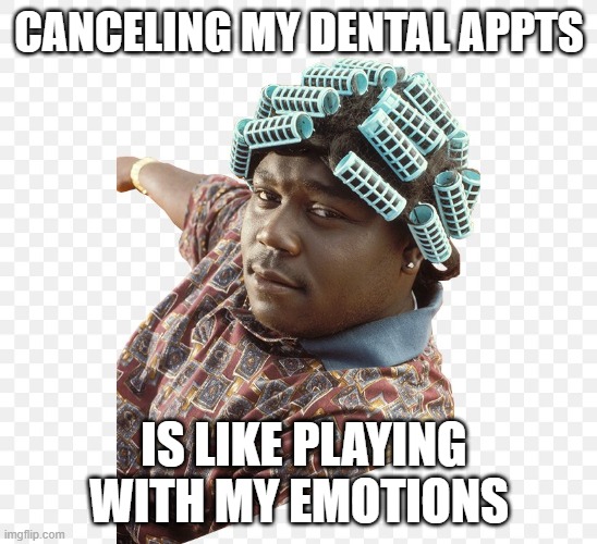 My anxiety just cant handle it. | CANCELING MY DENTAL APPTS; IS LIKE PLAYING WITH MY EMOTIONS | image tagged in funny | made w/ Imgflip meme maker