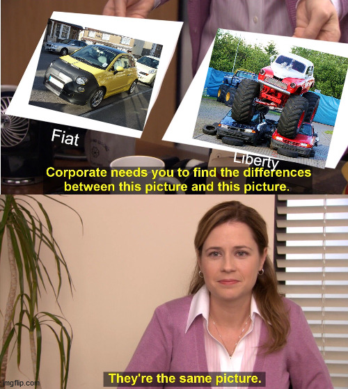 Corporate says | Fiat; Liberty | image tagged in memes,they're the same picture | made w/ Imgflip meme maker