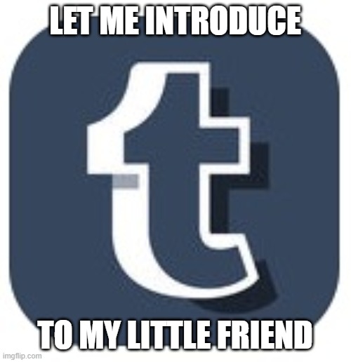 tumblr | LET ME INTRODUCE TO MY LITTLE FRIEND | image tagged in tumblr | made w/ Imgflip meme maker