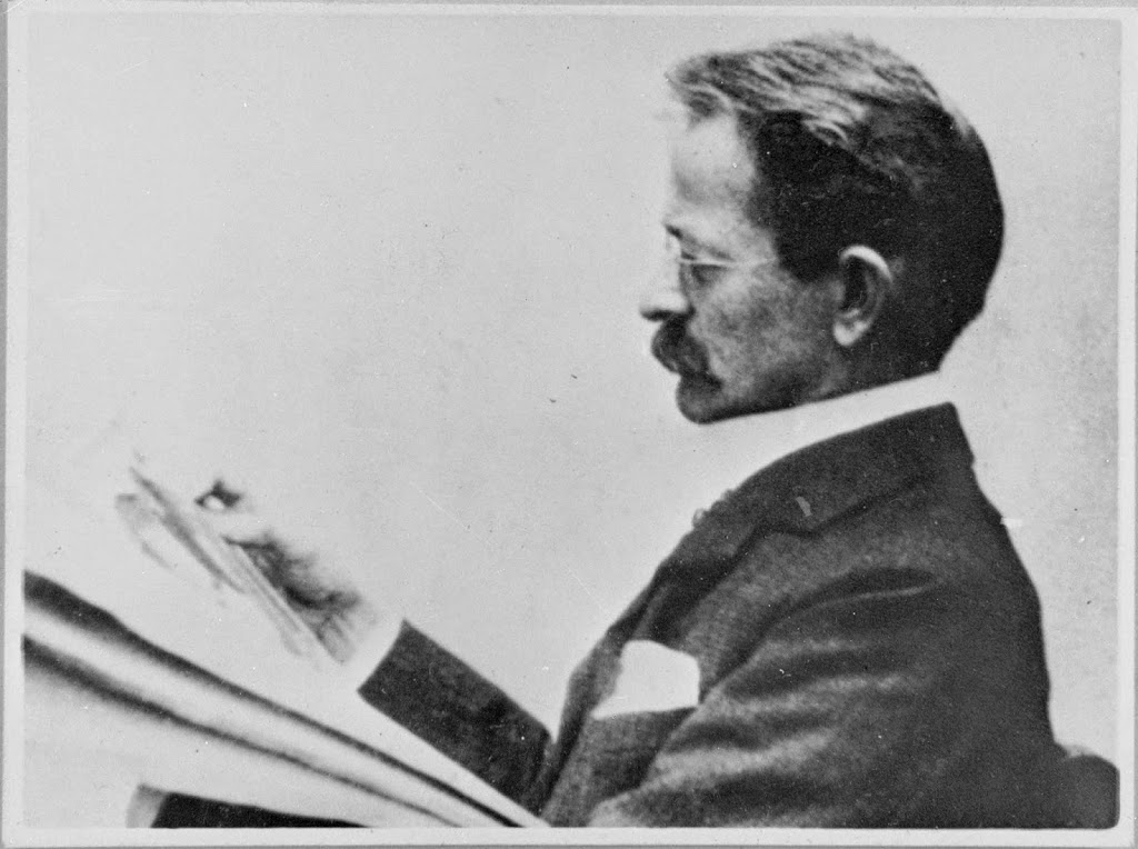 August Jaeger reading newspaper 1910 Blank Meme Template