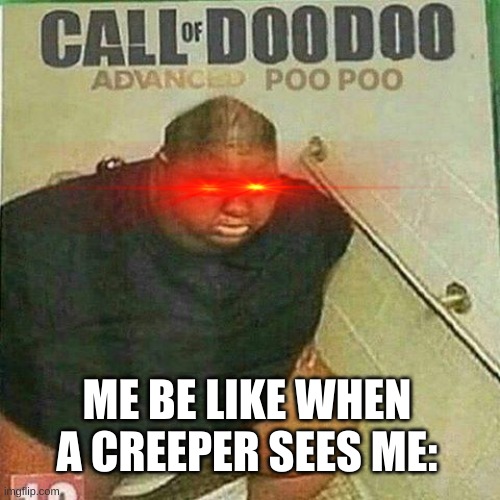 CALL OF DOODOO | ME BE LIKE WHEN A CREEPER SEES ME: | image tagged in call of doodoo | made w/ Imgflip meme maker