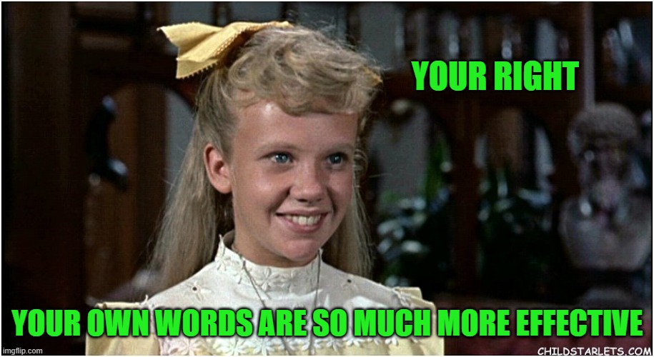 YOUR RIGHT YOUR OWN WORDS ARE SO MUCH MORE EFFECTIVE | made w/ Imgflip meme maker