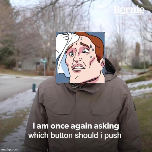 meme crossover | which button should i push | image tagged in memes,bernie i am once again asking for your support | made w/ Imgflip meme maker