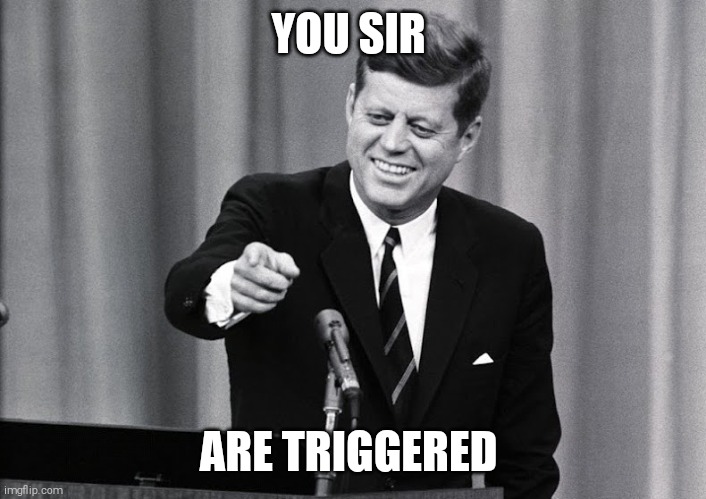 JFK | YOU SIR ARE TRIGGERED | image tagged in jfk | made w/ Imgflip meme maker