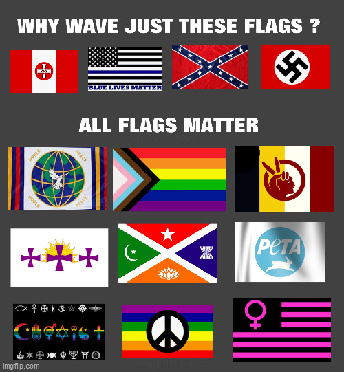 Image tagged in flags,flag,all flags matter,peace,peta,rainbow flag