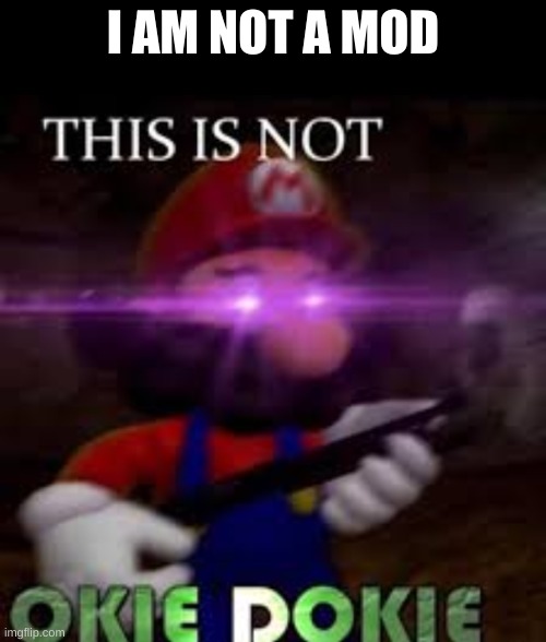 I AM NOT A MOD | image tagged in black box,this is not okie dokie,coolish here | made w/ Imgflip meme maker