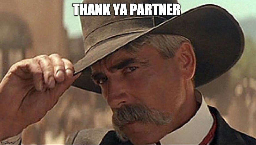 Thank you ma'am | THANK YA PARTNER | image tagged in thank you ma'am | made w/ Imgflip meme maker