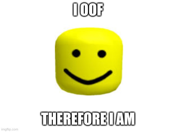 OOF | I OOF; THEREFORE I AM | image tagged in blank white template | made w/ Imgflip meme maker