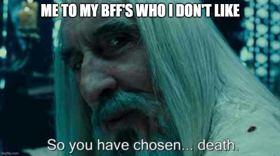 So you have chosen death | ME TO MY BFF'S WHO I DON'T LIKE | image tagged in so you have chosen death | made w/ Imgflip meme maker