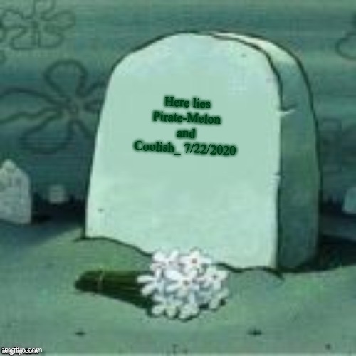 Here Lies X | Here lies Pirate-Melon and Coolish_ 7/22/2020 | image tagged in here lies x | made w/ Imgflip meme maker