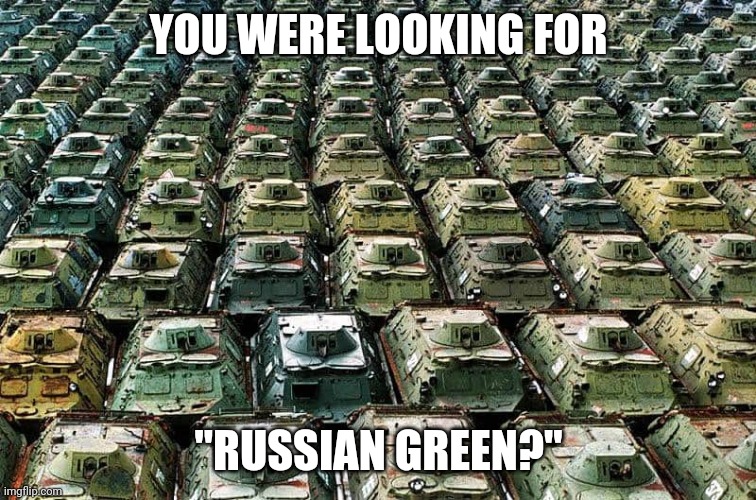 Russian Green | YOU WERE LOOKING FOR; "RUSSIAN GREEN?" | image tagged in memes | made w/ Imgflip meme maker