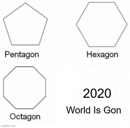 worldisgon | 2020; World Is Gon | image tagged in memes,pentagon hexagon octagon | made w/ Imgflip meme maker