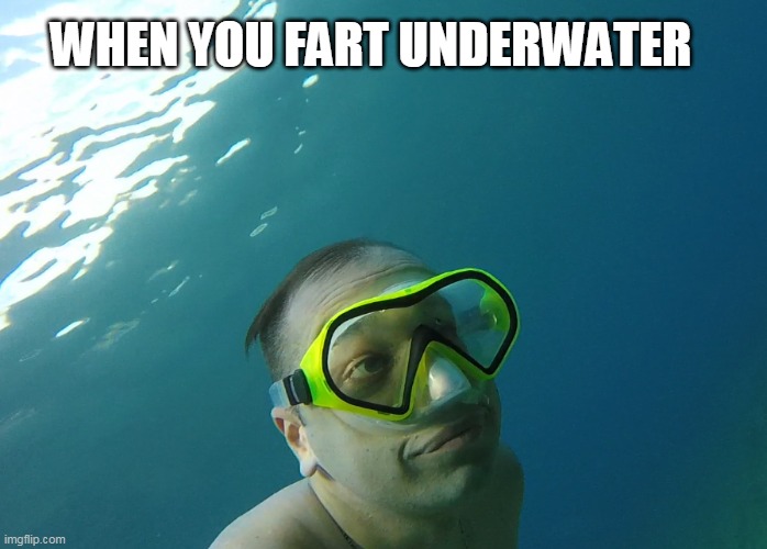 Underwater fart meme | WHEN YOU FART UNDERWATER | image tagged in underwater,fart | made w/ Imgflip meme maker