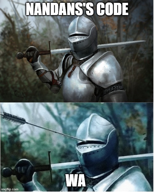 Knight with arrow in helmet | NANDANS'S CODE; WA | image tagged in knight with arrow in helmet | made w/ Imgflip meme maker
