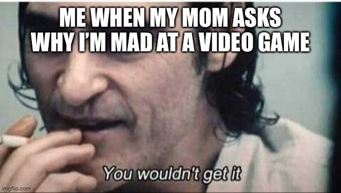 You wouldn't get it | ME WHEN MY MOM ASKS WHY I’M MAD AT A VIDEO GAME | image tagged in you wouldn't get it | made w/ Imgflip meme maker