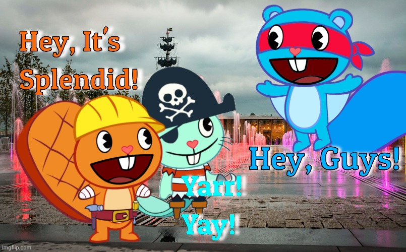 Handy & Russell Moment 2 (HTF) | image tagged in happy handy htf,russell htf,happy tree friends | made w/ Imgflip meme maker