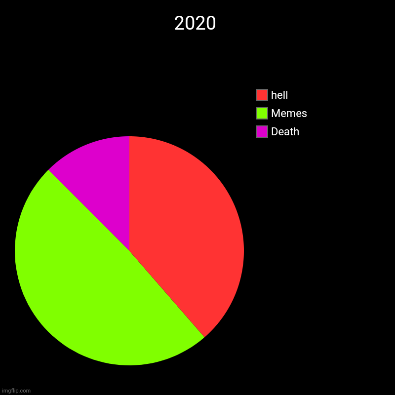 2020 | Death, Memes, hell | image tagged in charts,pie charts | made w/ Imgflip chart maker