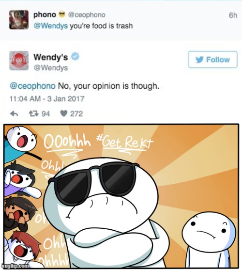 image tagged in theodd1sout get rekt | made w/ Imgflip meme maker