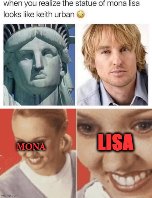ok there is a lot to unpack here but let's just start with this | LISA; MONA | image tagged in the what woman,statue of liberty,mona lisa,the mona lisa,country music,wtf | made w/ Imgflip meme maker