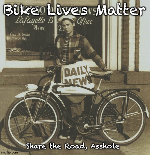 Bike Lives Matter | Bike Lives Matter; Share the Road, Asshole | image tagged in black lives matter | made w/ Imgflip meme maker