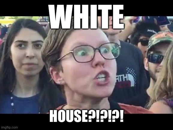 Angry sjw | WHITE HOUSE?!?!?! | image tagged in angry sjw | made w/ Imgflip meme maker