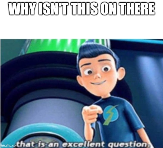 that is an excellent question | WHY ISN'T THIS ON THERE | image tagged in that is an excellent question | made w/ Imgflip meme maker