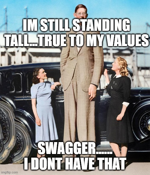 IM STILL STANDING TALL...TRUE TO MY VALUES; SWAGGER...... I DONT HAVE THAT | made w/ Imgflip meme maker