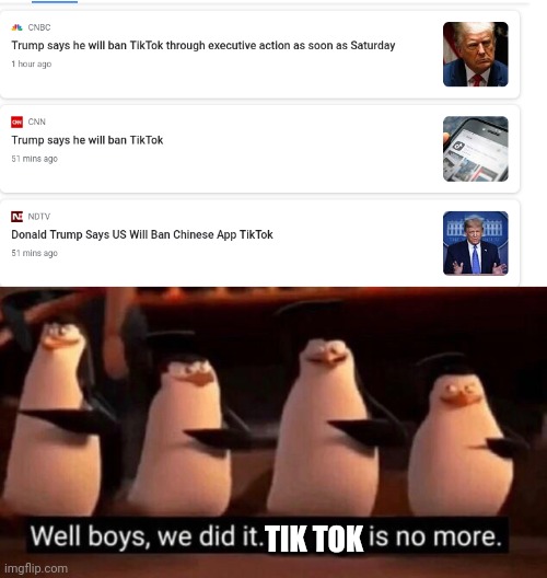 Anti-TikTokers, We Did It! | TIK TOK | image tagged in we did it boys | made w/ Imgflip meme maker