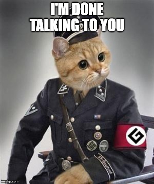 grammar nazi cat | I'M DONE TALKING TO YOU | image tagged in grammar nazi cat,cat memes,shut up,cat meme,enough,cats | made w/ Imgflip meme maker