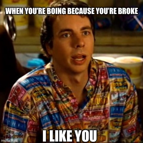 Lying Hoe | WHEN YOU’RE BOING BECAUSE YOU’RE BROKE; I LIKE YOU | image tagged in i like money - frito | made w/ Imgflip meme maker