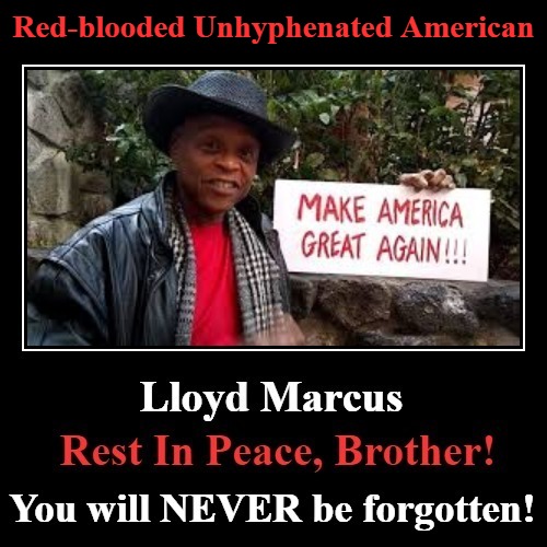Lloyd Marcus: Rest in Peace | Red-blooded Unhyphenated American | image tagged in lloyd marcus,unhyphenated american,tea party,mr tea party,patriot,make america great again | made w/ Imgflip meme maker