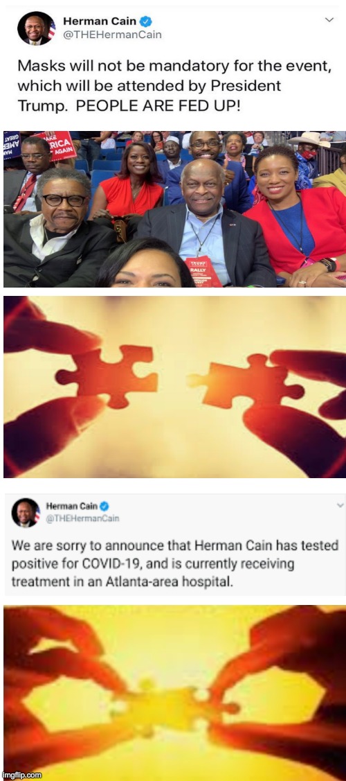 bruh moment | image tagged in politics,herman cain,coronavirus | made w/ Imgflip meme maker