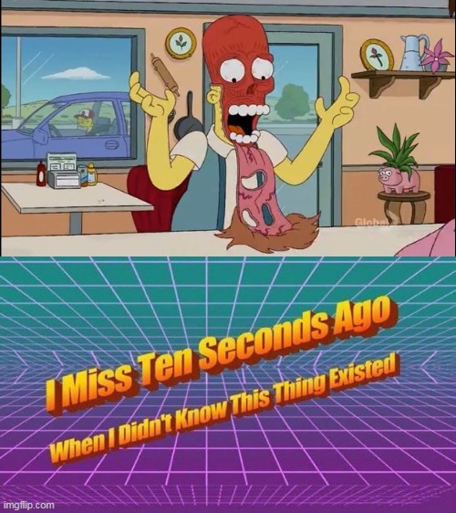 Faceless Bob | image tagged in i miss ten seconds ago,sideshow bob,the simpsons | made w/ Imgflip meme maker