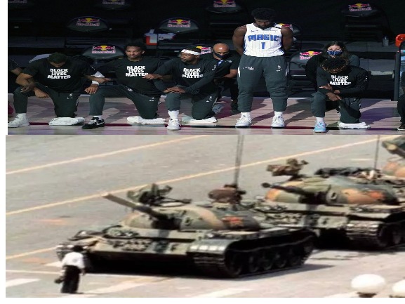 One Man Stands Alone | image tagged in nba memes,tank man,unknown protester,jonathan isaac,china,orlando magic | made w/ Imgflip meme maker