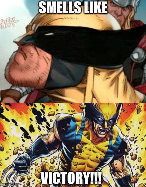 SMELLS LIKE; VICTORY!!! | image tagged in wolverine smells | made w/ Imgflip meme maker