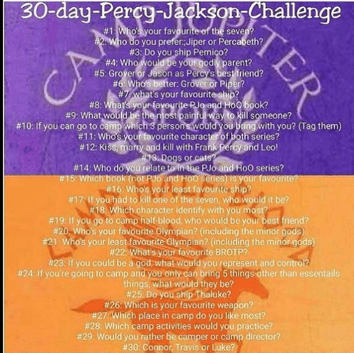 Percy Jackson 30 Day Challenge Blank Meme Template
