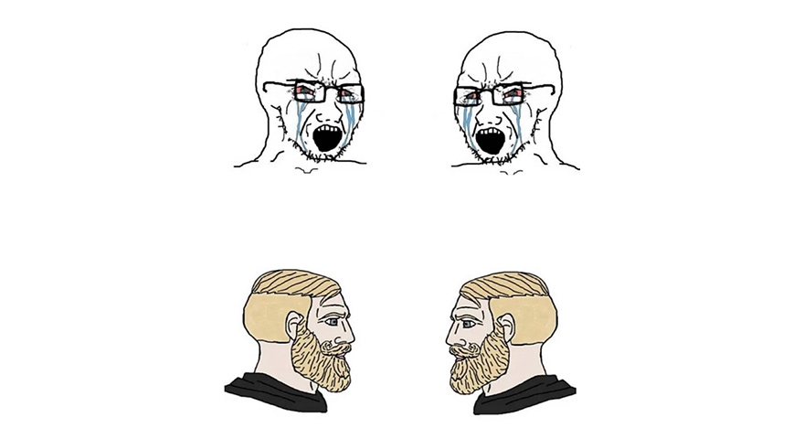 Chad vs Wojak Backwards Blank Template - Imgflip