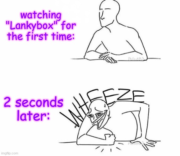 they got me laughing like crazy | watching "Lankybox" for the first time:; 2 seconds later: | image tagged in wheeze,box,laughing,lol so funny | made w/ Imgflip meme maker