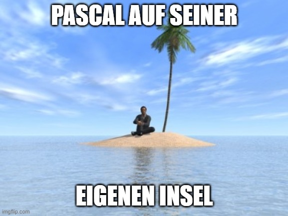 Desert island |  PASCAL AUF SEINER; EIGENEN INSEL | image tagged in desert island | made w/ Imgflip meme maker