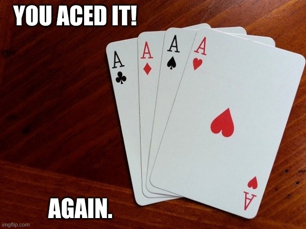 YOU ACED IT! AGAIN. | made w/ Imgflip meme maker