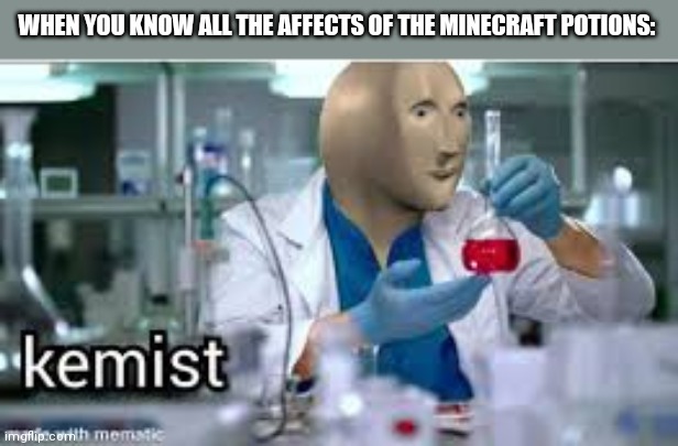 kemist | WHEN YOU KNOW ALL THE AFFECTS OF THE MINECRAFT POTIONS: | image tagged in kemist | made w/ Imgflip meme maker