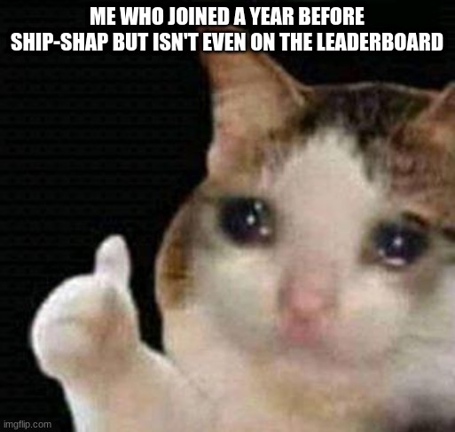 ME WHO JOINED A YEAR BEFORE SHIP-SHAP BUT ISN'T EVEN ON THE LEADERBOARD | made w/ Imgflip meme maker