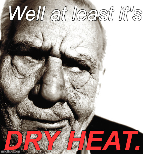 Skeptical old man can be sarcastic, at times, especially when it's called for... |  Well at least it's; DRY HEAT. | image tagged in skeptical old man,well yes but actually no,at least it's dry heat,douglie,you light weight,non-hacker | made w/ Imgflip meme maker