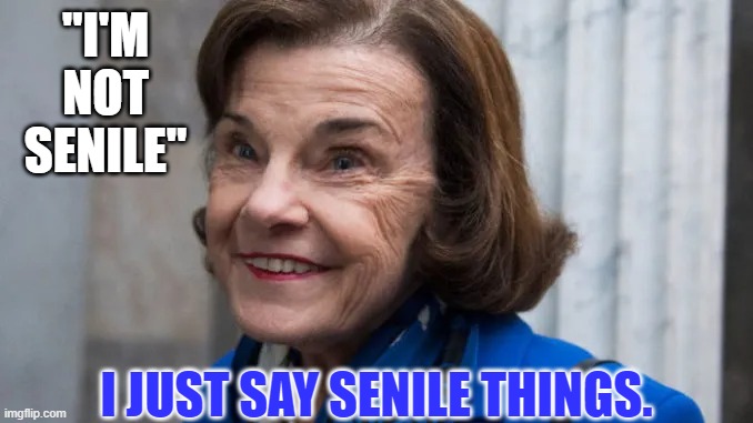 Sen. Dianne Feinstein another puppet of the CHINESE COMMUNIST PARTY Says China Is ‘Growing Into a Respectable Nation’. | "I'M NOT SENILE"; I JUST SAY SENILE THINGS. | image tagged in dianne feinstein,driving mrs feinstein,i like my driver to spy,retirement now,senile player | made w/ Imgflip meme maker