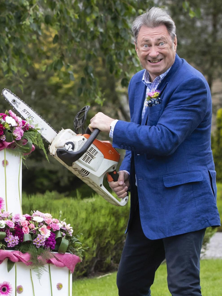 Alan Titchmarsh with a chainsaw Blank Meme Template