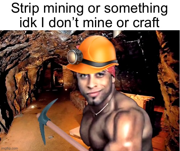 Idk never played minecraft | Strip mining or something idk I don’t mine or craft | image tagged in ricardo milos,minecraft | made w/ Imgflip meme maker