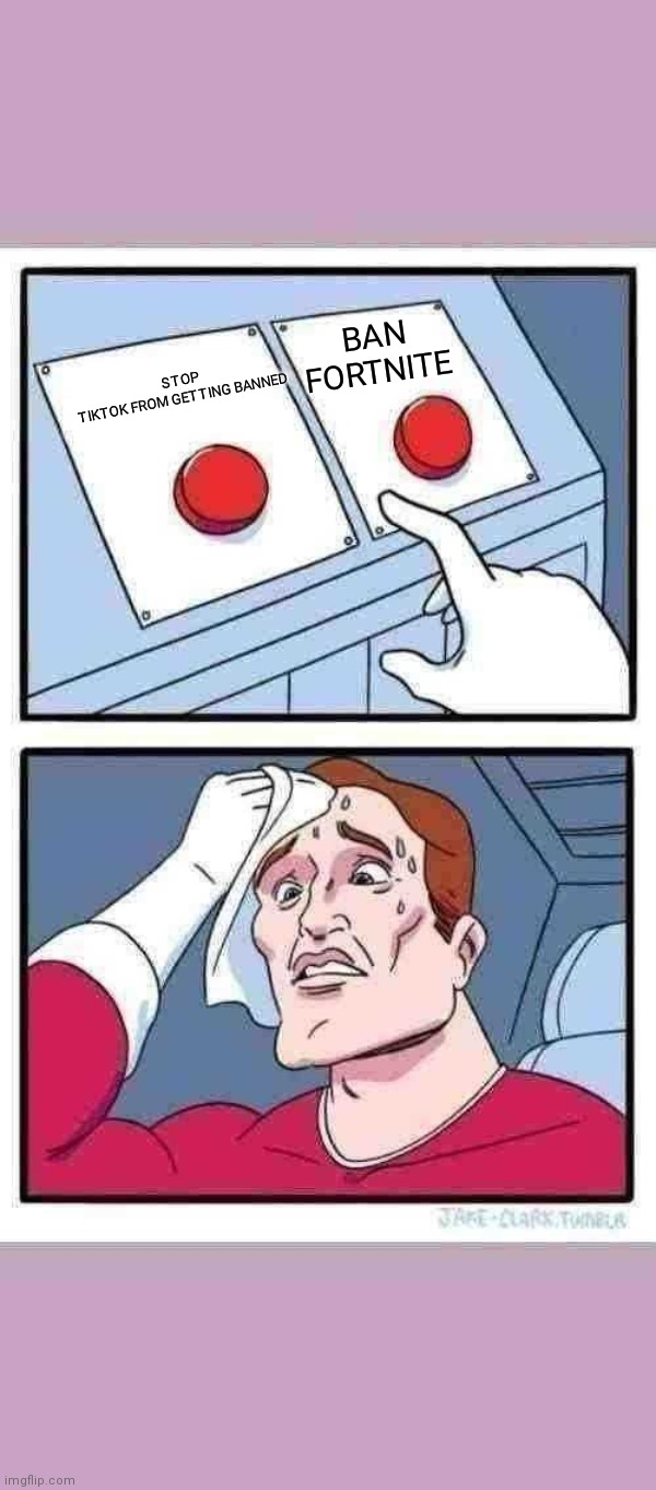Two Buttons Meme | BAN FORTNITE; STOP TIKTOK FROM GETTING BANNED | image tagged in memes,two buttons | made w/ Imgflip meme maker