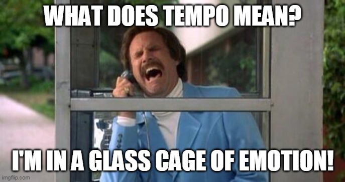 Glass Case of Emotions | WHAT DOES TEMPO MEAN? I'M IN A GLASS CAGE OF EMOTION! | image tagged in glass case of emotions | made w/ Imgflip meme maker