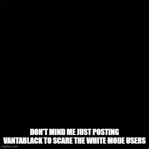 DON'T MIND ME JUST POSTING VANTABLACK TO SCARE THE WHITE MODE USERS | image tagged in memes | made w/ Imgflip meme maker